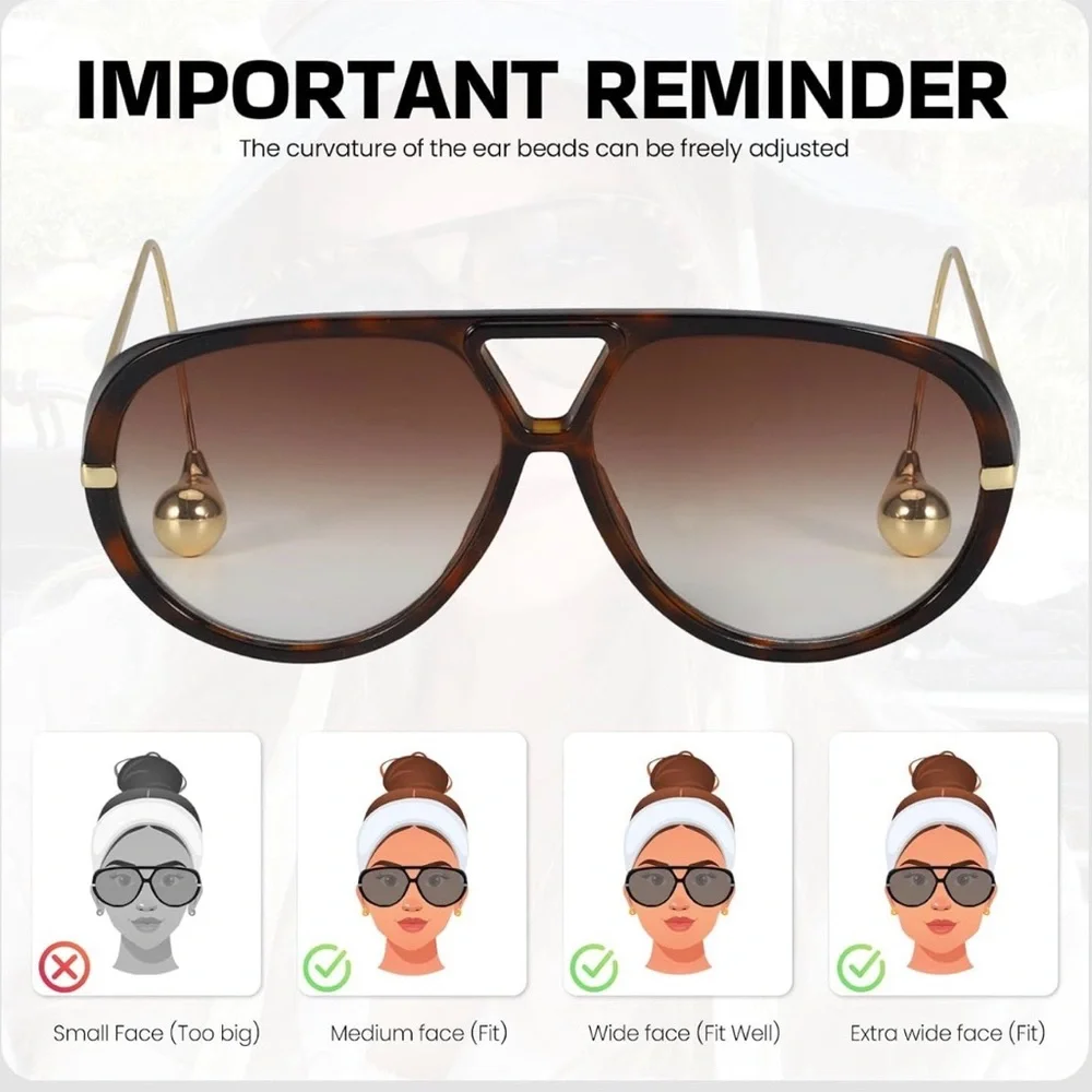 Tortoiseshell Gradient Woman’s Aviator Sunglasses with Gold Temples NEW
